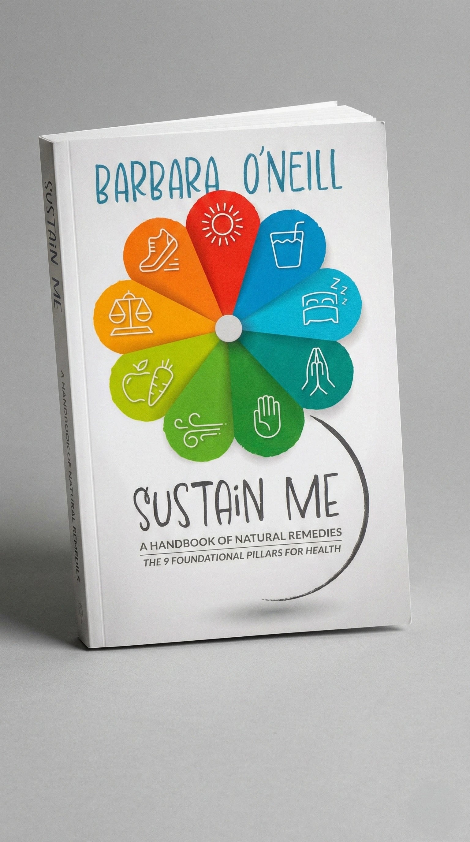 Sustain Me natural health book showing 9 foundational pillars for wellness